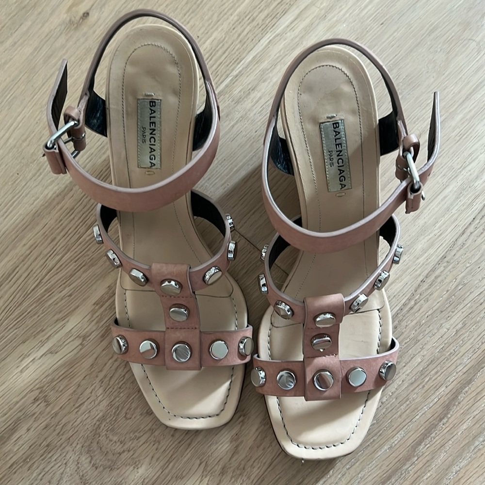Balenciaga leather studded sandals
